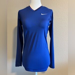 Nike Pro Combat Royal Blue Long Sleeve V-neck XS